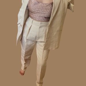 Rachel Wang  High waist pleated pants Hemp‎ Size 12